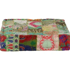 vidaXL Poef patchwork vierkant handgemaakt 50x50x12 cm katoen groen