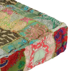 vidaXL Poef patchwork vierkant handgemaakt 50x50x12 cm katoen groen