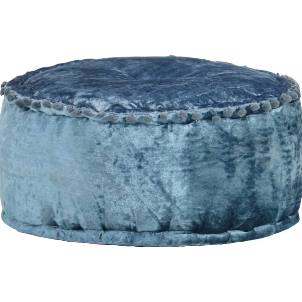 vidaXL Poef rond 40x20 cm fluweel blauw