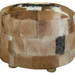vidaXL Poef rond 50x50x45 cm geitenleer
