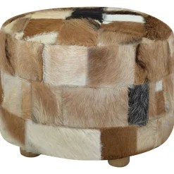 vidaXL Poef rond 50x50x45 cm geitenleer