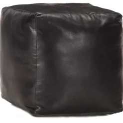vidaXL Poef 40x40x40 cm echt geitenleer zwart