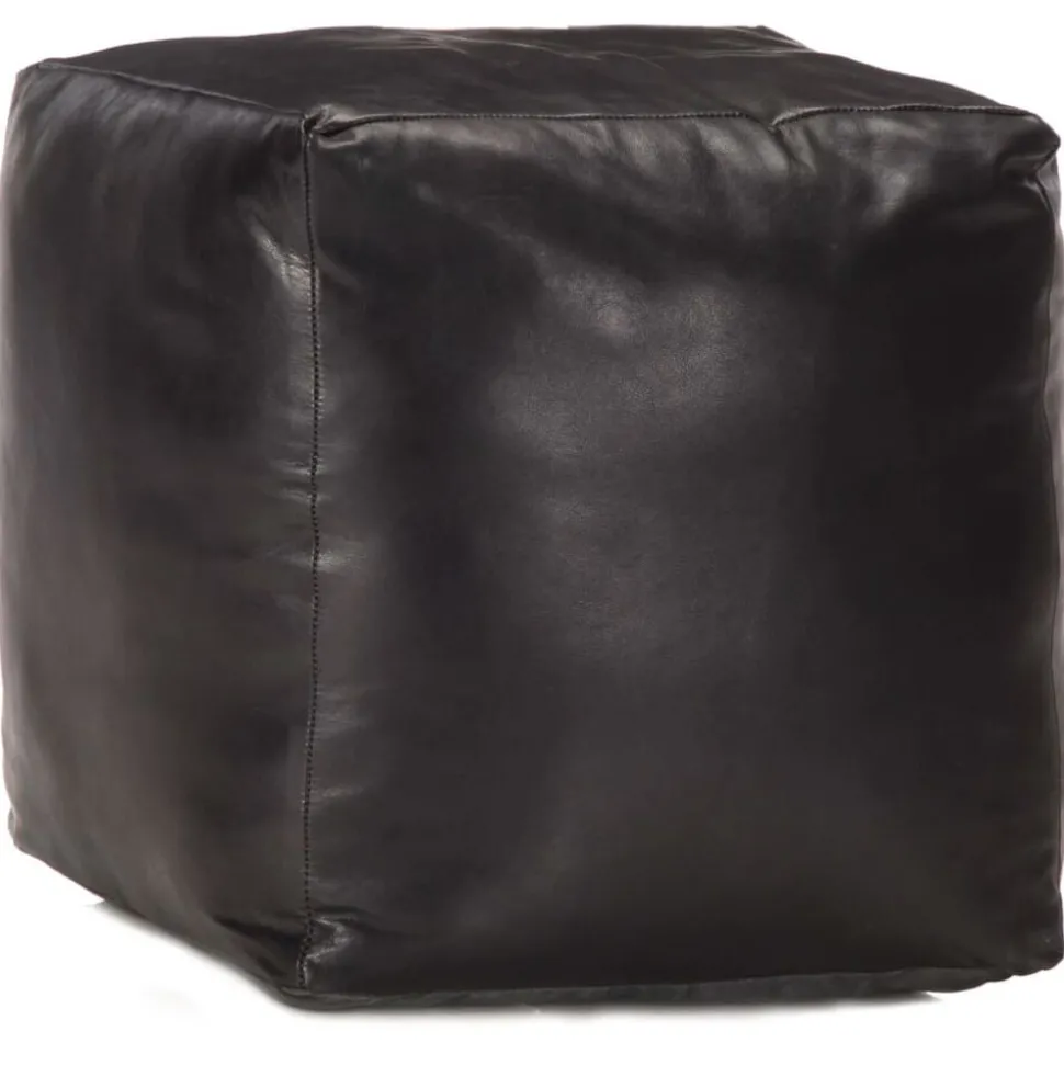 vidaXL Poef 40x40x40 cm echt geitenleer zwart