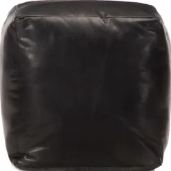 vidaXL Poef 40x40x40 cm echt geitenleer zwart