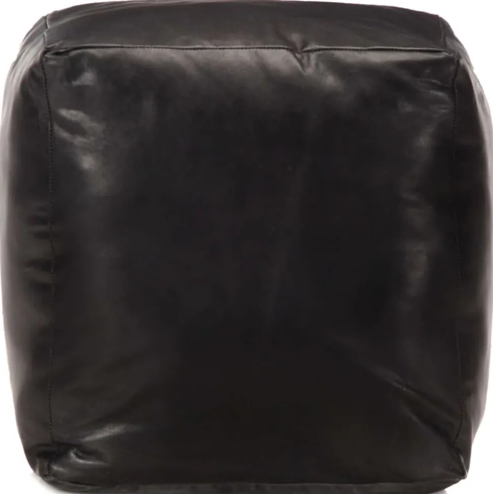 vidaXL Poef 40x40x40 cm echt geitenleer zwart