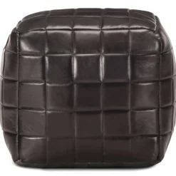 vidaXL Poef 40x40x40 cm echt geitenleer zwart