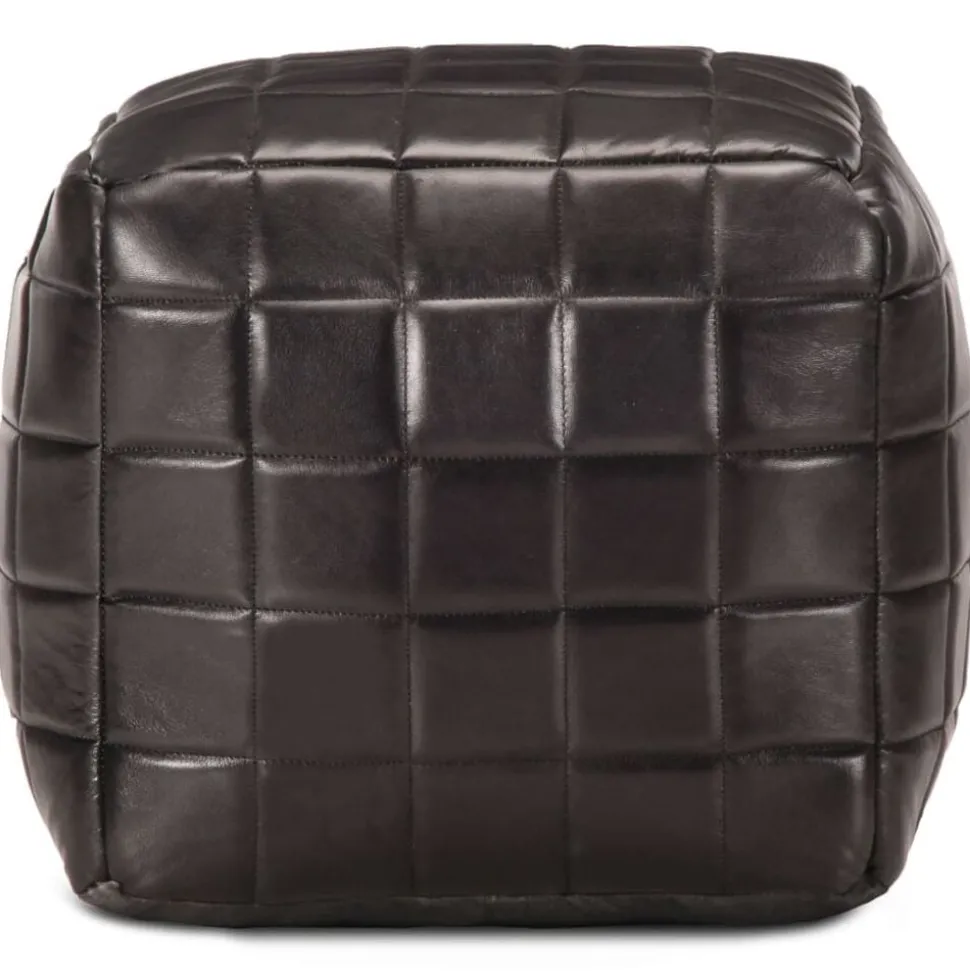 vidaXL Poef 40x40x40 cm echt geitenleer zwart