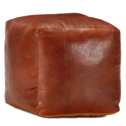 vidaXL Poef 40x40x40 cm echt geitenleer tan