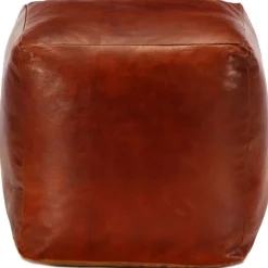 vidaXL Poef 40x40x40 cm echt geitenleer tan