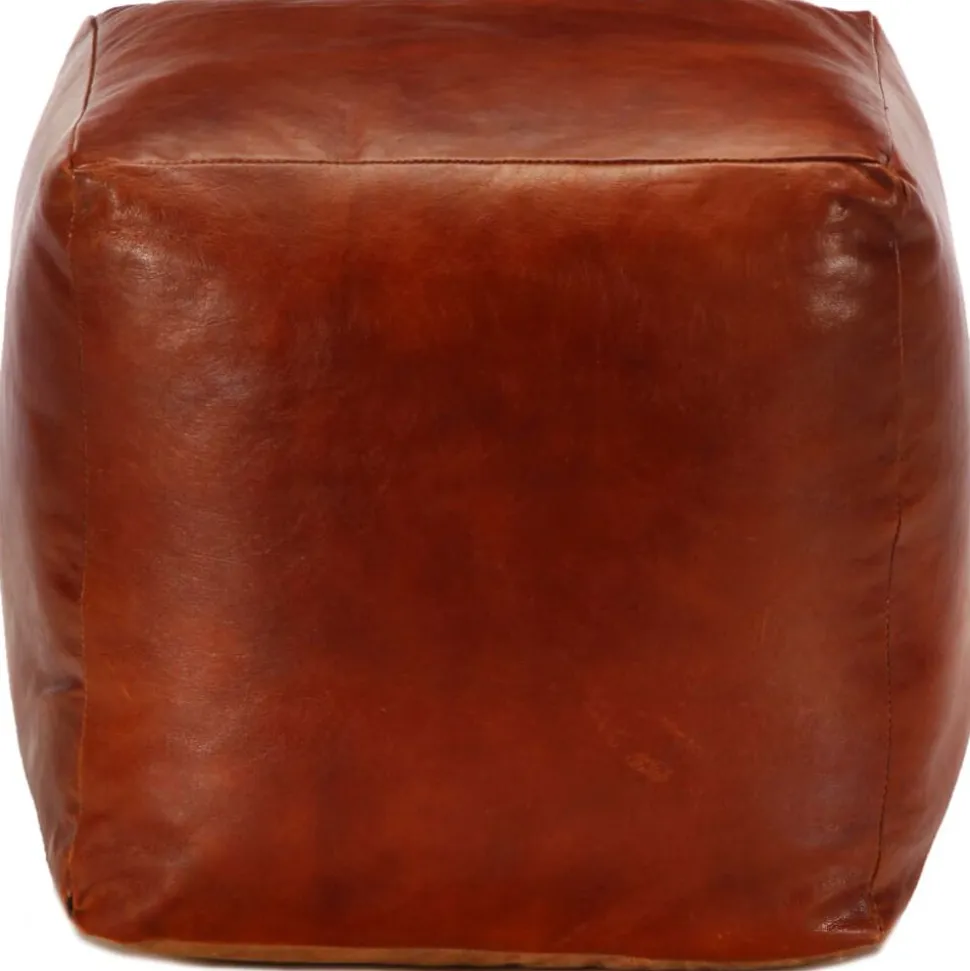 vidaXL Poef 40x40x40 cm echt geitenleer tan