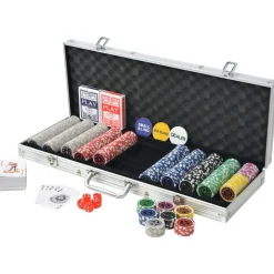 vidaXL Pokerset met 500 chips aluminium