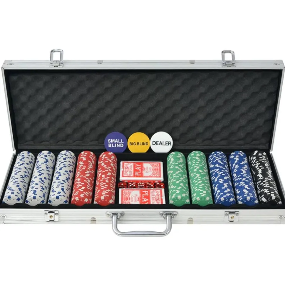 vidaXL Pokerset met 500 chips aluminium