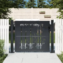 vidaXL Poort met bamboe-ontwerp 100x75 cm staal antracietkleurig