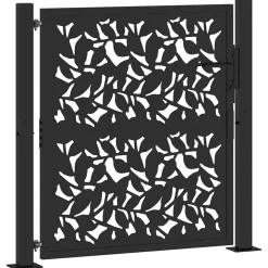 vidaXL Poort met bladontwerp 100x100 cm staal zwart