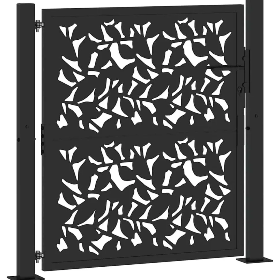 vidaXL Poort met bladontwerp 100x100 cm staal zwart