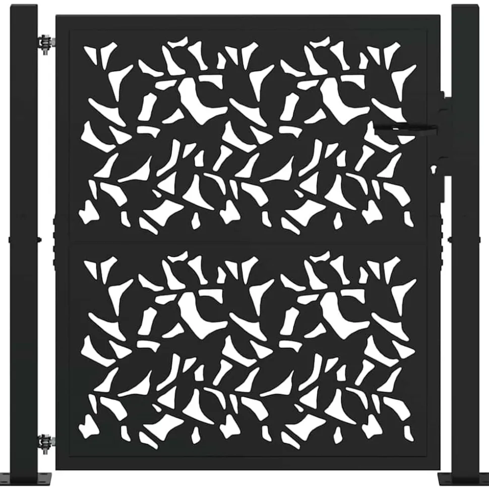 vidaXL Poort met bladontwerp 100x100 cm staal zwart