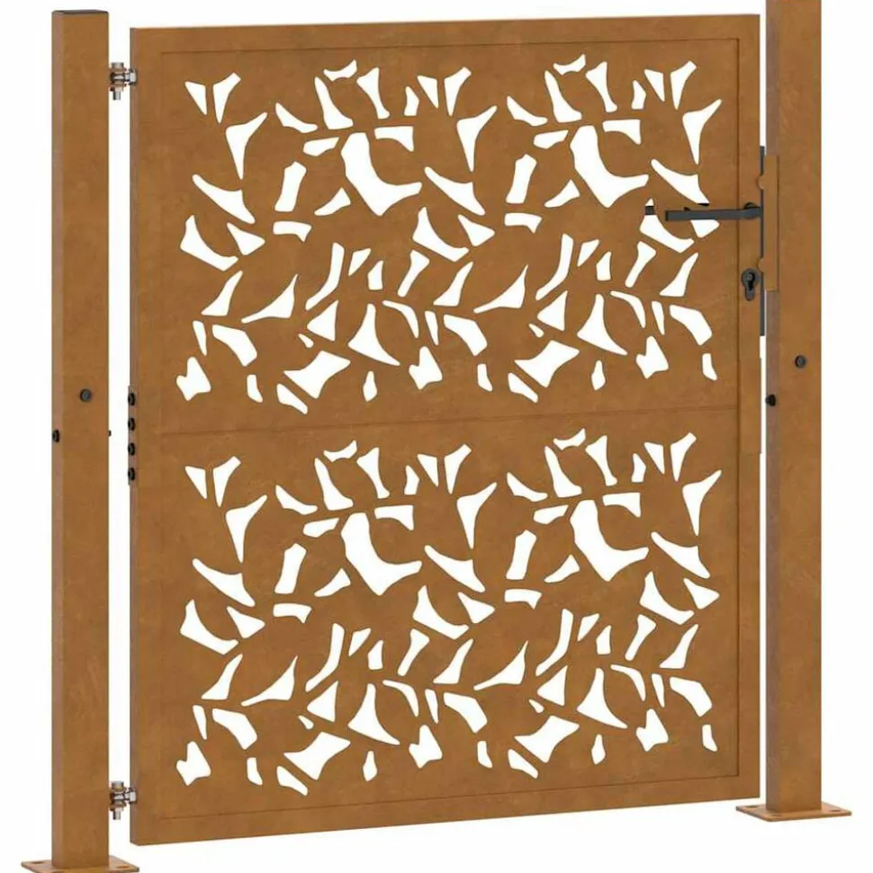 vidaXL Poort met bladontwerp 100x100 cm weervast staal
