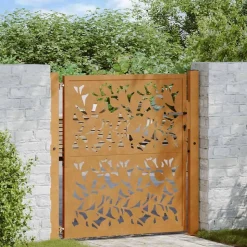 vidaXL Poort met bladontwerp 100x100 cm weervast staal
