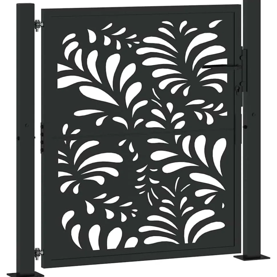 vidaXL Poort met golfontwerp 100x100 cm staal zwart