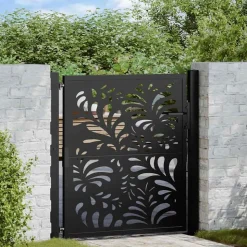 vidaXL Poort met golfontwerp 100x100 cm staal zwart