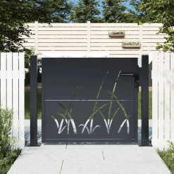 vidaXL Poort met grasontwerp 100x75 cm staal antracietkleurig