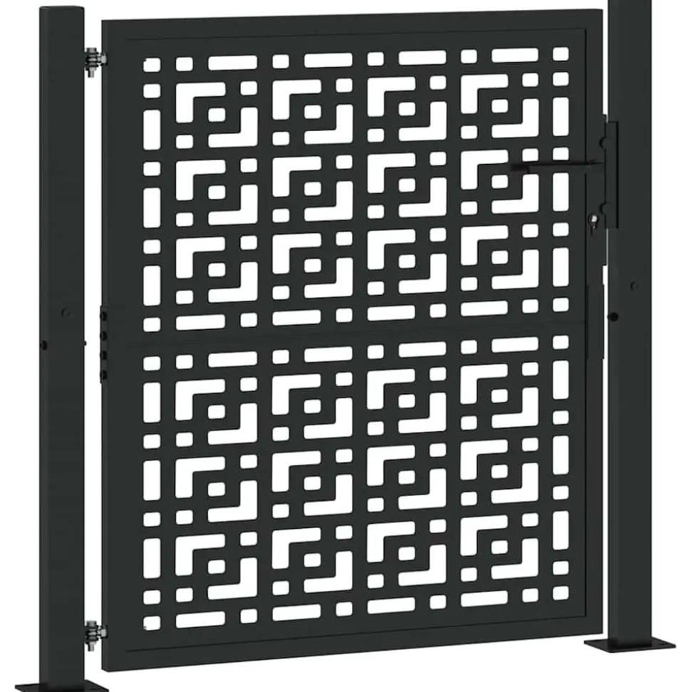 vidaXL Poort met kruisontwerp 100x100 cm staal zwart