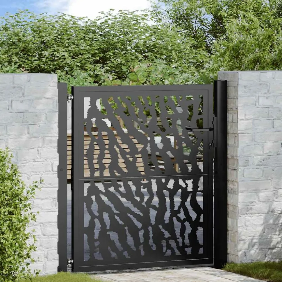 vidaXL Poort met sporenontwerp 100x100 cm staal zwart