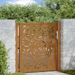 vidaXL Poort met vlamontwerp 100x100 cm weervast staal