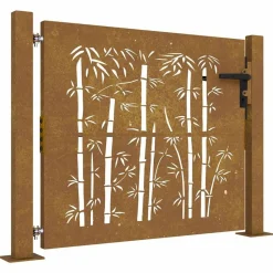vidaXL Poort 100x75 cm bamboe-ontwerp cortenstaal