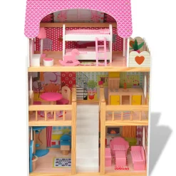 vidaXL Poppenhuis 3 verdiepingen 60x30x90 cm hout