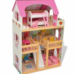 vidaXL Poppenhuis 3 verdiepingen 60x30x90 cm hout