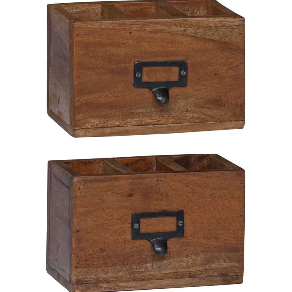 vidaXL Potloodetui Multikleur 18 x 10 x 12 cm Massief Mahoniehout