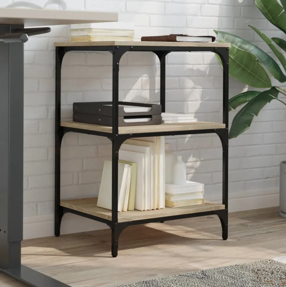 vidaXL Printerkastje 3-laags 50x41x75 cm bewerkt hout sonoma eiken