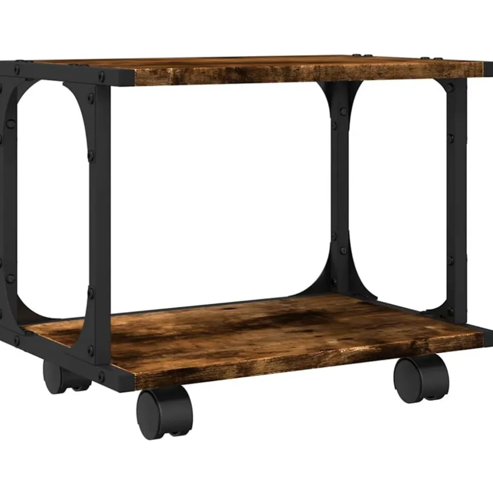 vidaXL Printerkastje 2-laags 41x28x33,5 cm bewerkt hout gerookt eiken