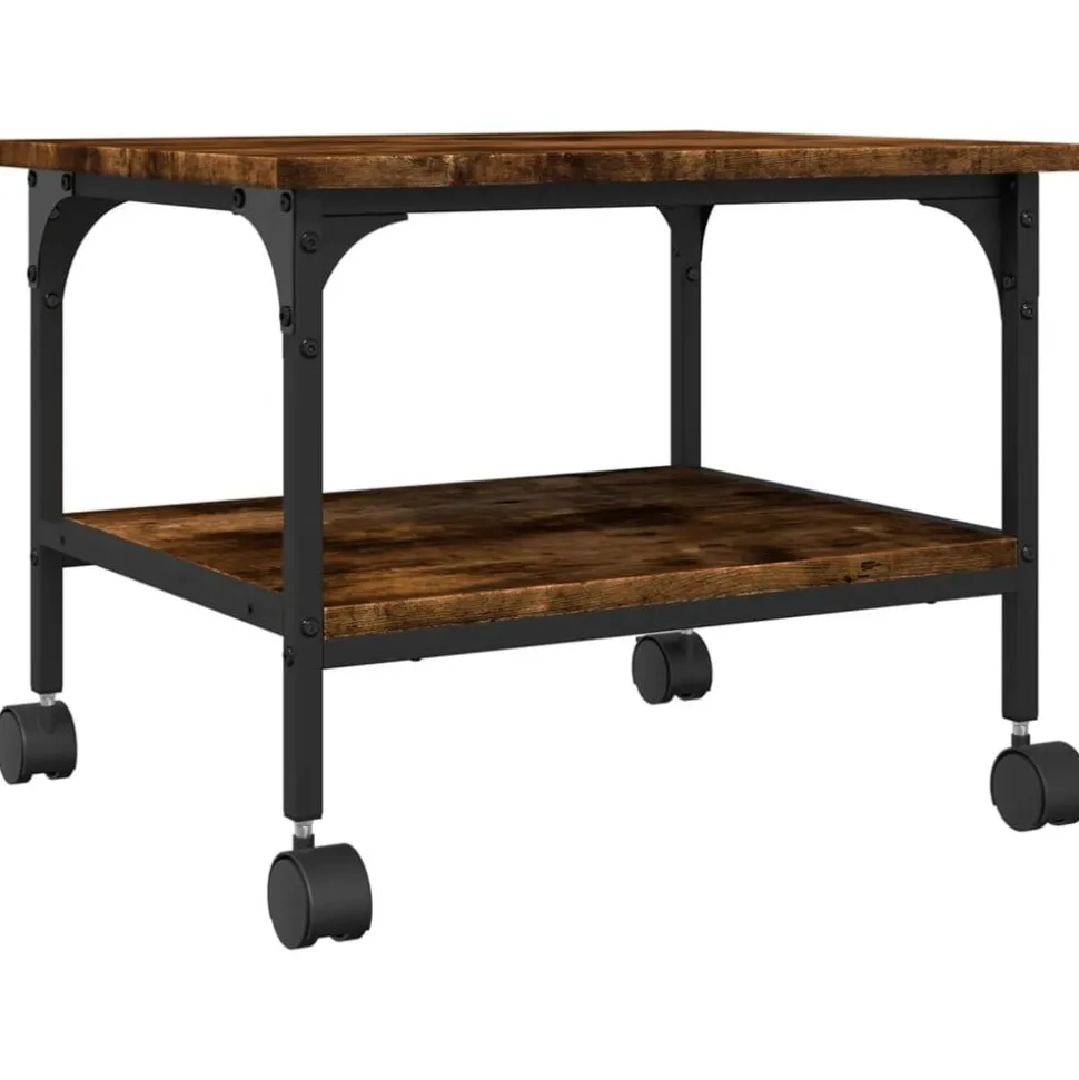 vidaXL Printerkastje 2-laags 50x40x38 cm bewerkt hout gerookt eiken