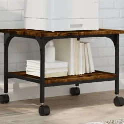 vidaXL Printerkastje 2-laags 50x40x38 cm bewerkt hout gerookt eiken