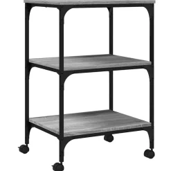 vidaXL Printerkastje 3-laags 50x41x75 cm bewerkt hout grijs sonoma