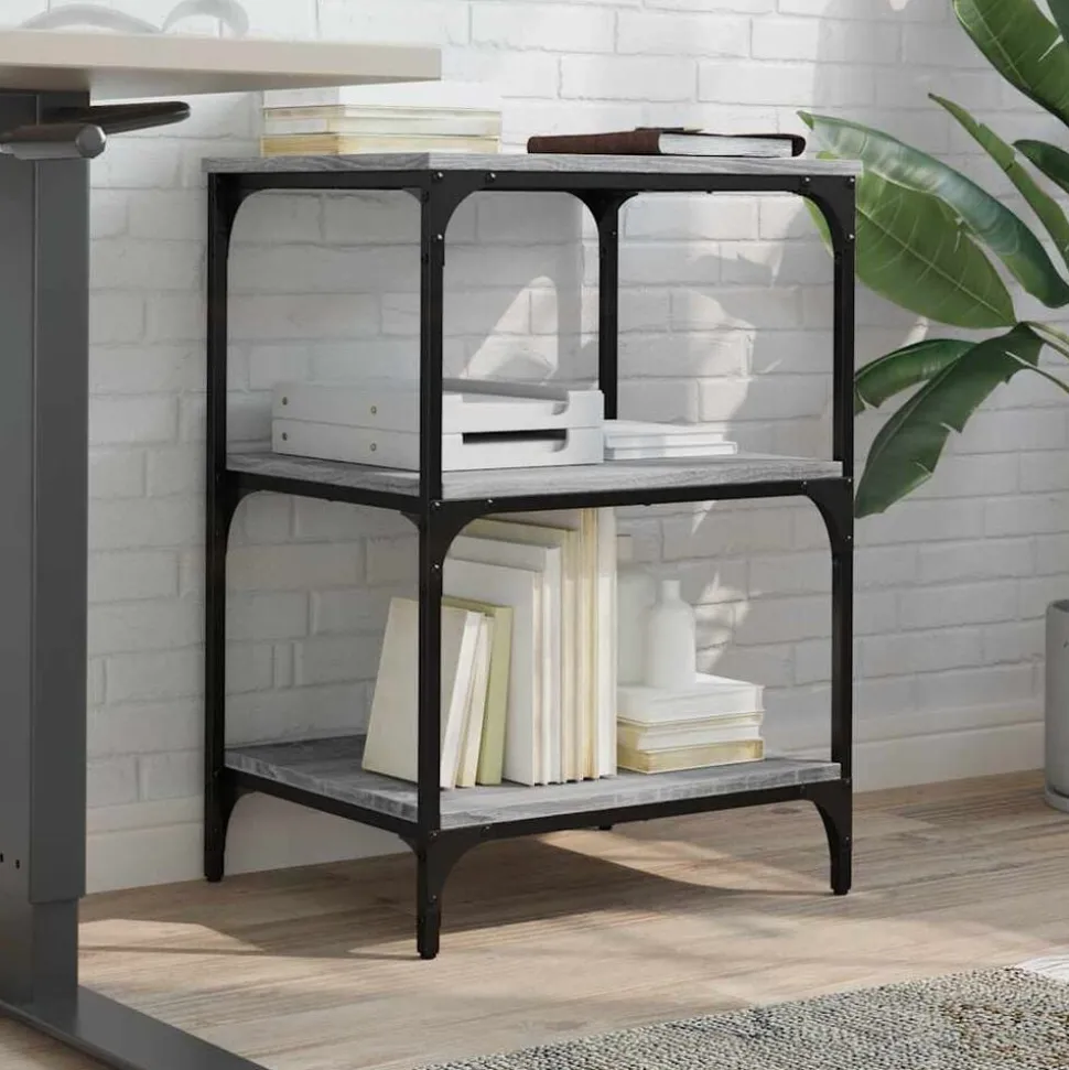 vidaXL Printerkastje 3-laags 50x41x75 cm bewerkt hout grijs sonoma