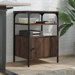 vidaXL Printerkastje 3-laags 50x40x76 cm bewerkt hout bruin eiken