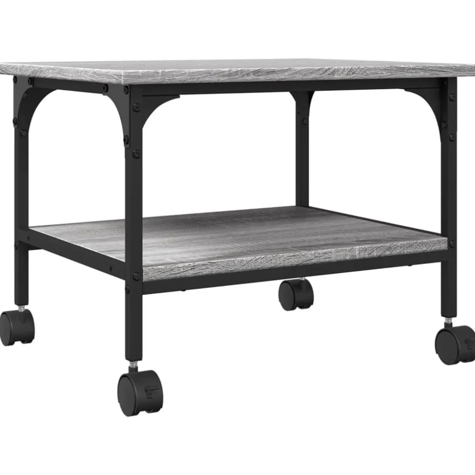 vidaXL Printerkastje 2-laags 50x40x38 cm bewerkt hout grijs sonoma