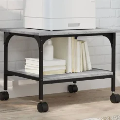 vidaXL Printerkastje 2-laags 50x40x38 cm bewerkt hout grijs sonoma