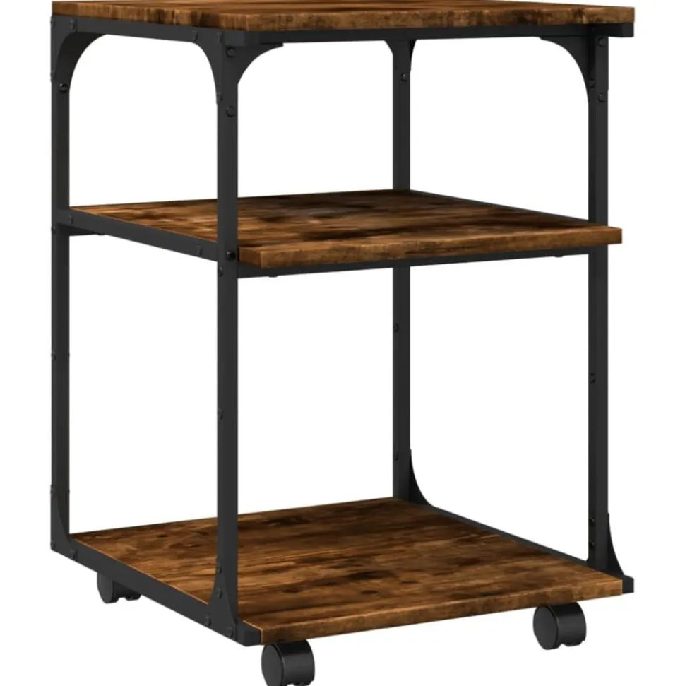 vidaXL Printerkastje 3-laags 43x48x64 cm bewerkt hout gerookt eiken