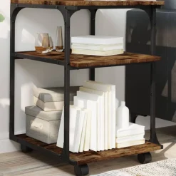 vidaXL Printerkastje 3-laags 43x48x64 cm bewerkt hout gerookt eiken