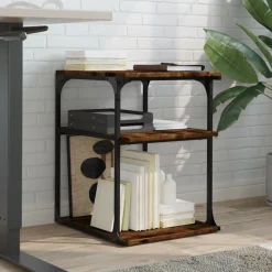 vidaXL Printerkastje 3-laags 43x48x64 cm bewerkt hout gerookt eiken