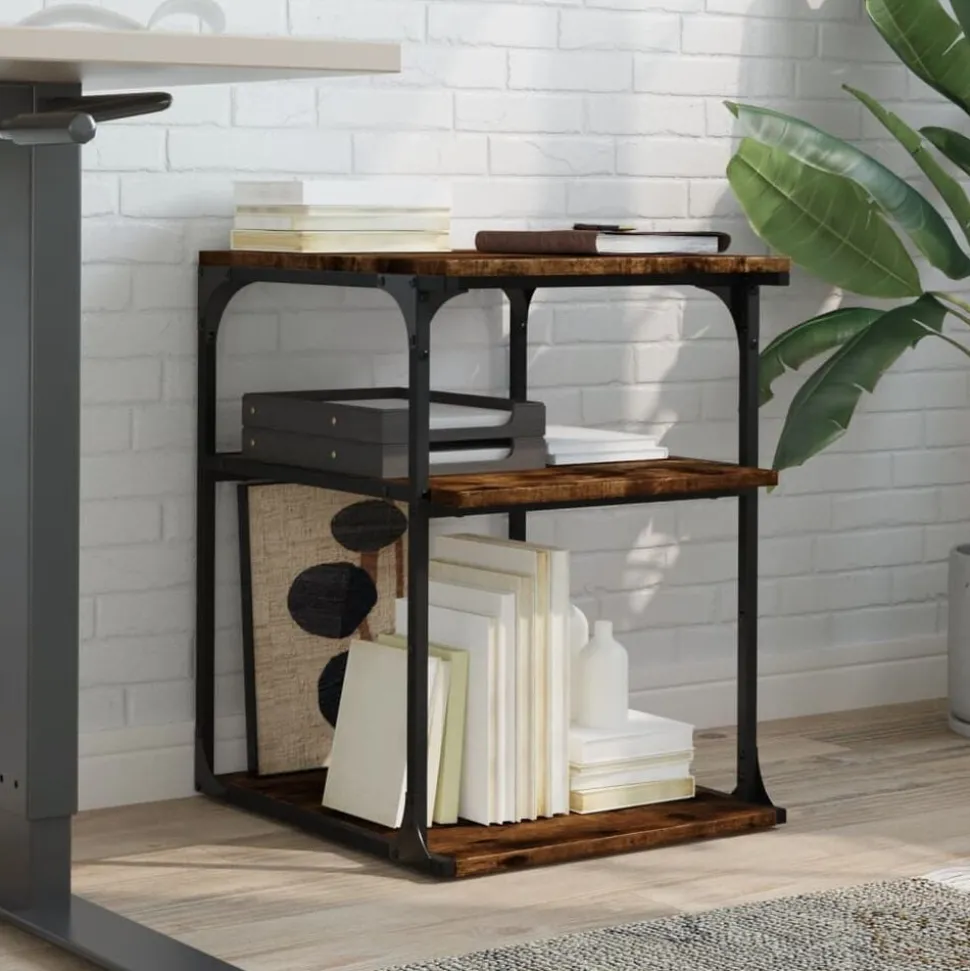 vidaXL Printerkastje 3-laags 43x48x64 cm bewerkt hout gerookt eiken