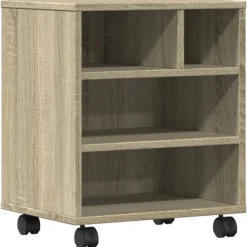vidaXL Printerkastje met wielen 41x32x48 cm sonoma eikenkleurig