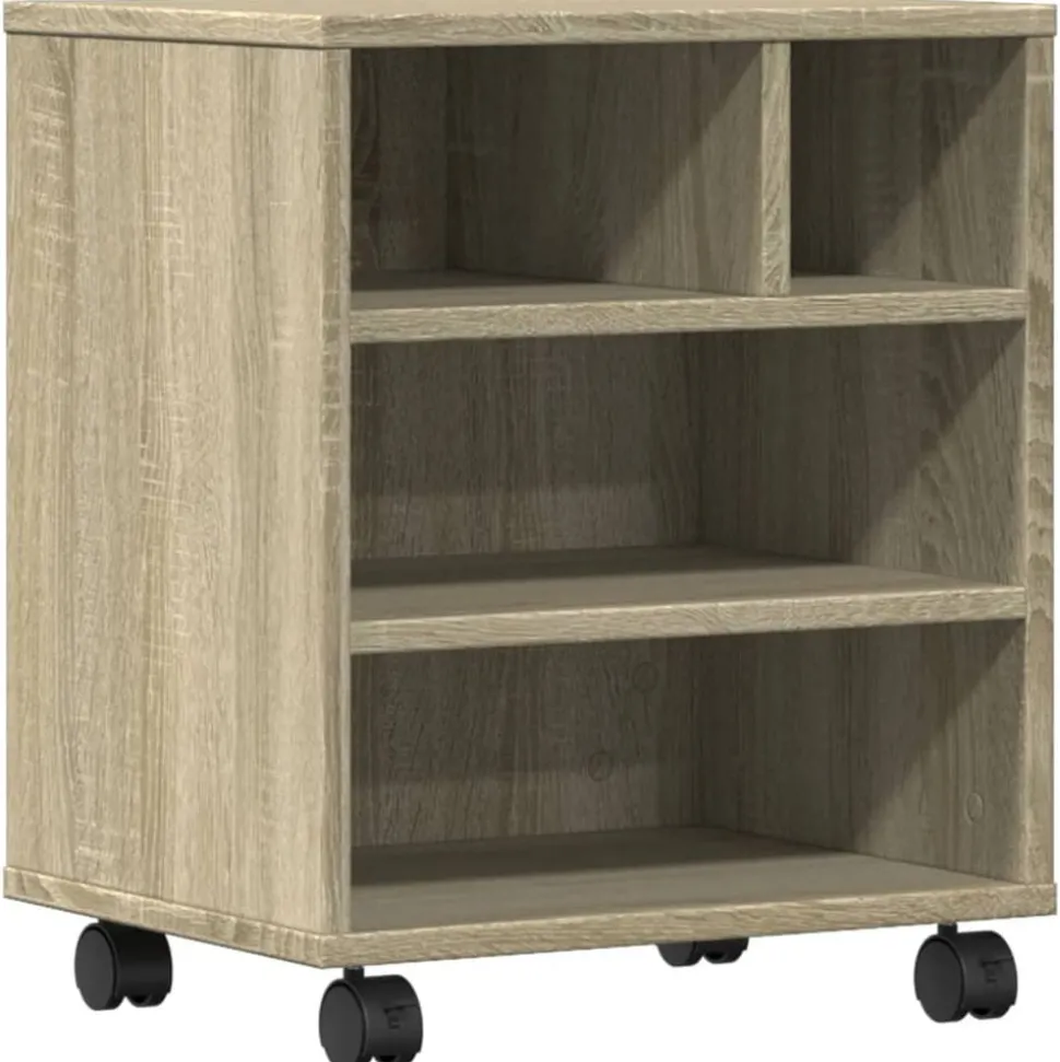 vidaXL Printerkastje met wielen 41x32x48 cm sonoma eikenkleurig