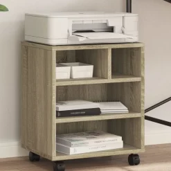 vidaXL Printerkastje met wielen 41x32x48 cm sonoma eikenkleurig