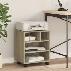 vidaXL Printerkastje met wielen 41x32x48 cm sonoma eikenkleurig