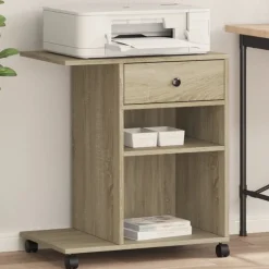 vidaXL Printerkastje met wielen 60x40x68,5 cm sonoma eikenkleurig